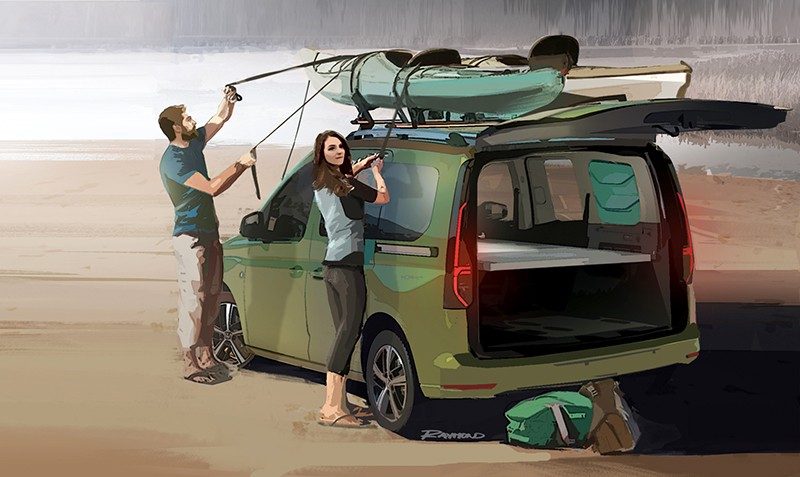 Esquisse du Mini Camper, le prochain Volkswagen Caddy Beach
