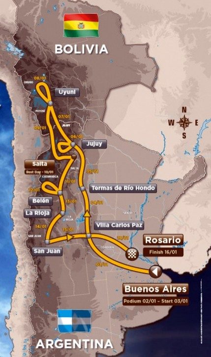Parcours du Dakar en 2016 Parcours du Dakar en 2016