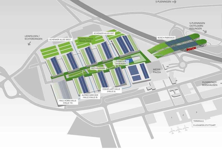 Plan des halles du CMT de Stuttgart