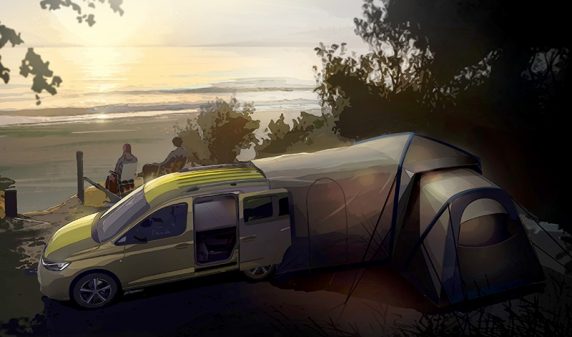 Esquisse du Mini Camper, le prochain Volkswagen Caddy Beach