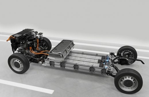 Implantation de la batterie, pile à combustible et réservoirs du Citroën ë-Jumpy Hydrogen