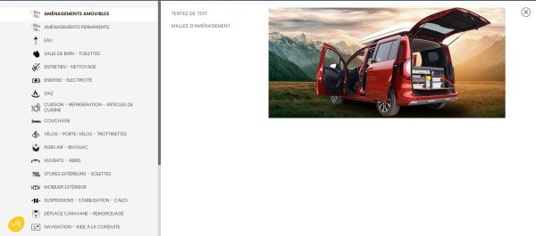 Le menu déroulant permet de sélectionner en seulement quelques secondes la catégorie d'accessoires que vous recherchez.