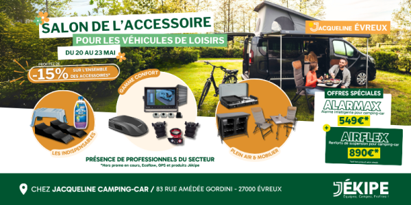 Salon de l'Accessoire pour véhicules de loisirs chez Jacqueline Évreux du 20 au 23 mai 2026