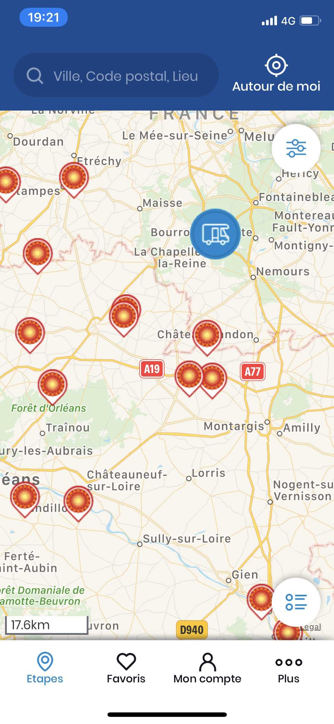 1 / Je localise mon étape autour de moi.