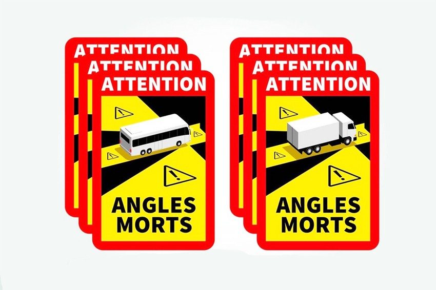 Autocollants obligatoires ''Angles morts'' destinés aux véhicules classés en catégorie poids lourd