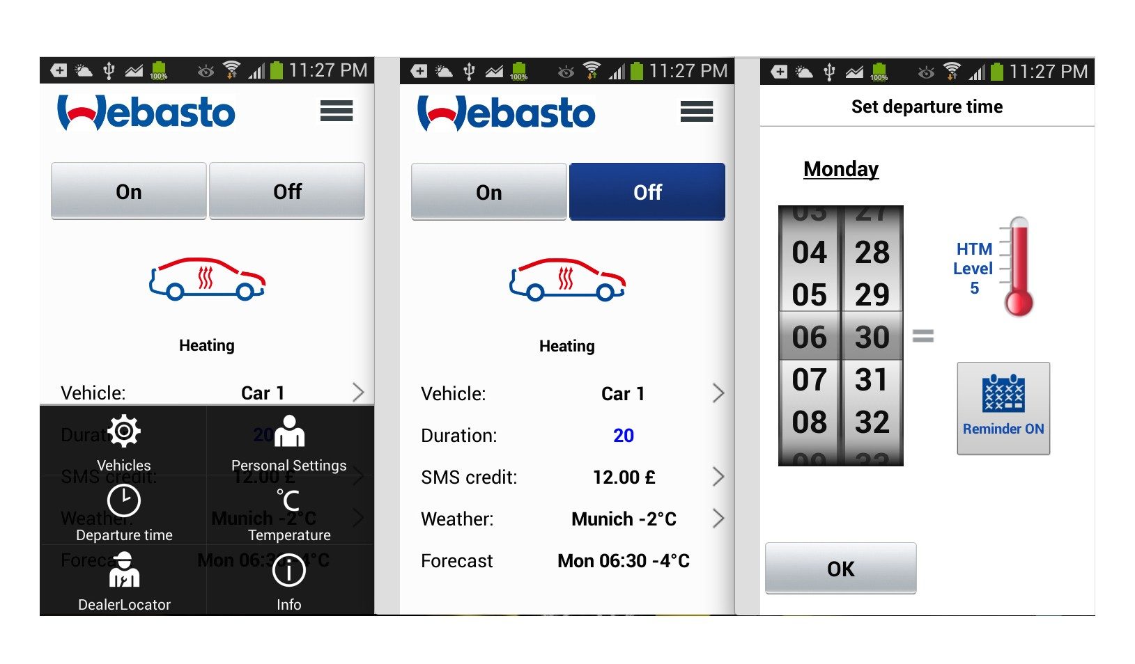 Commande Webasto Thermo Call 4