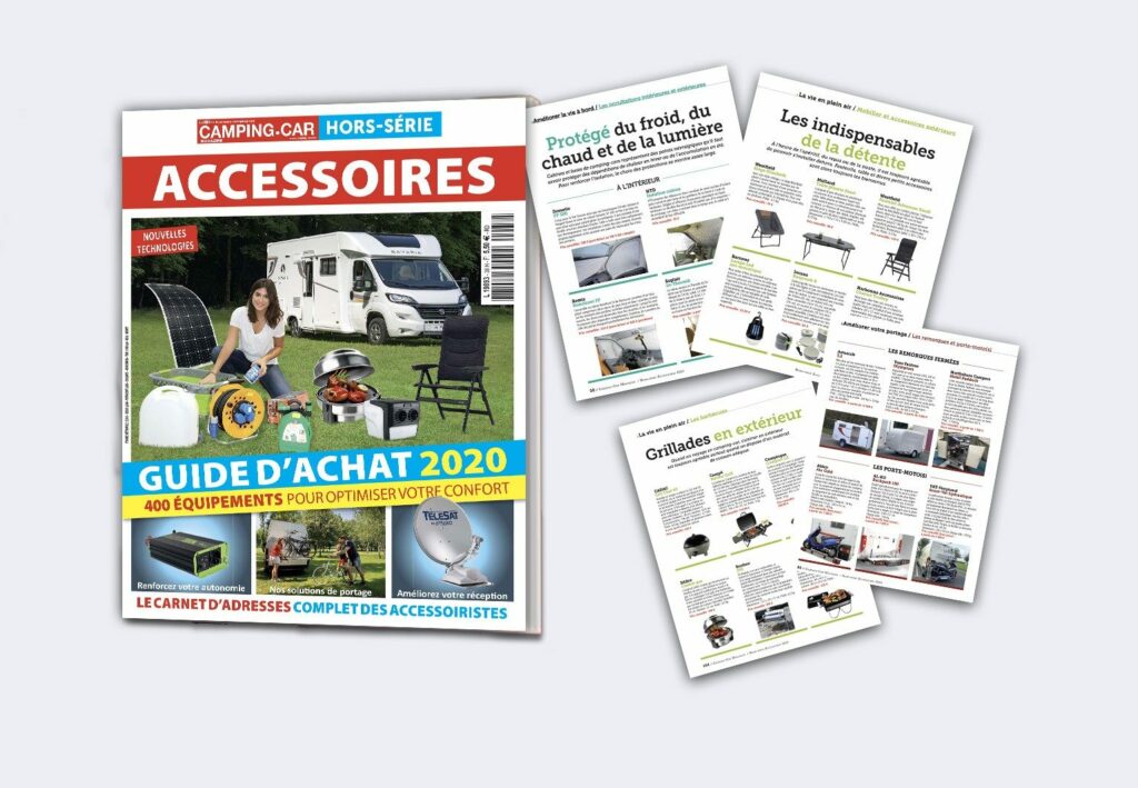 Guide d'achat 2020 "Spécial Accessoires" de Camping-Car Magazine.