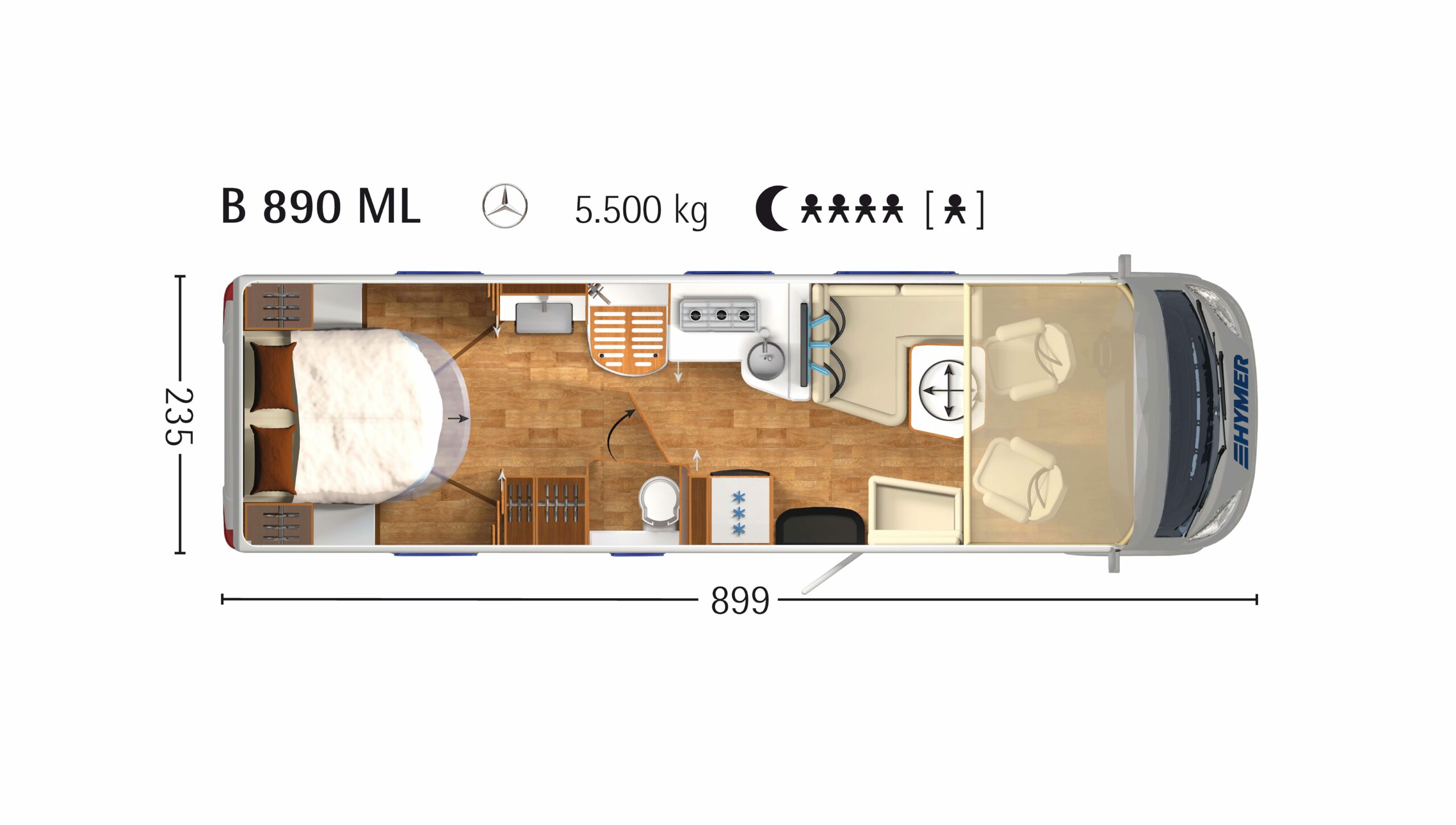 Implantation du Hymer B-ML I 890