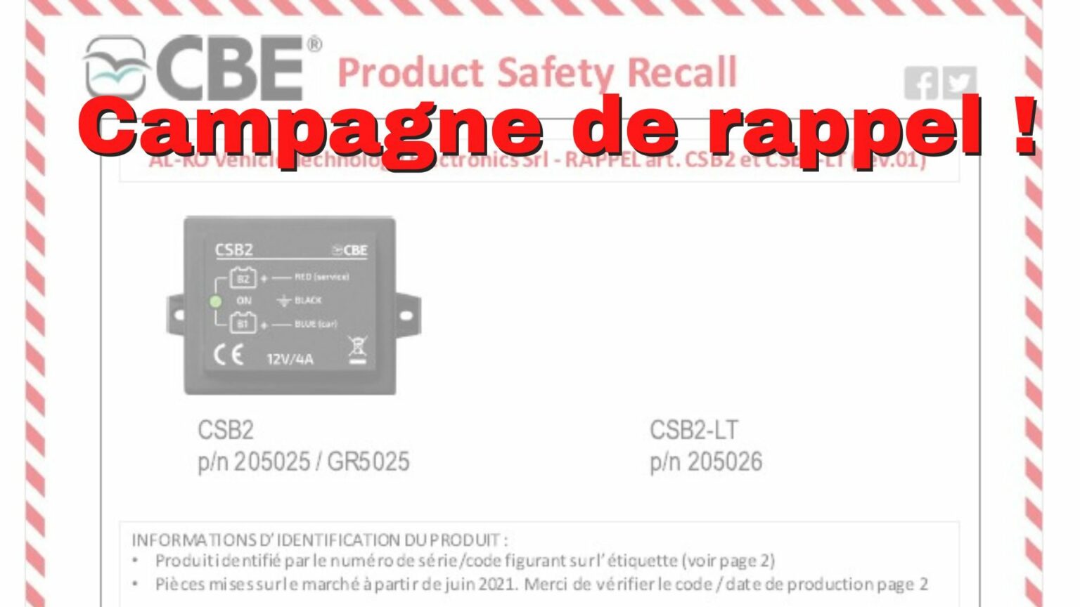 CBE lance un rappel sur les appareils CSB2 et CSB2-LT qui équipent ...