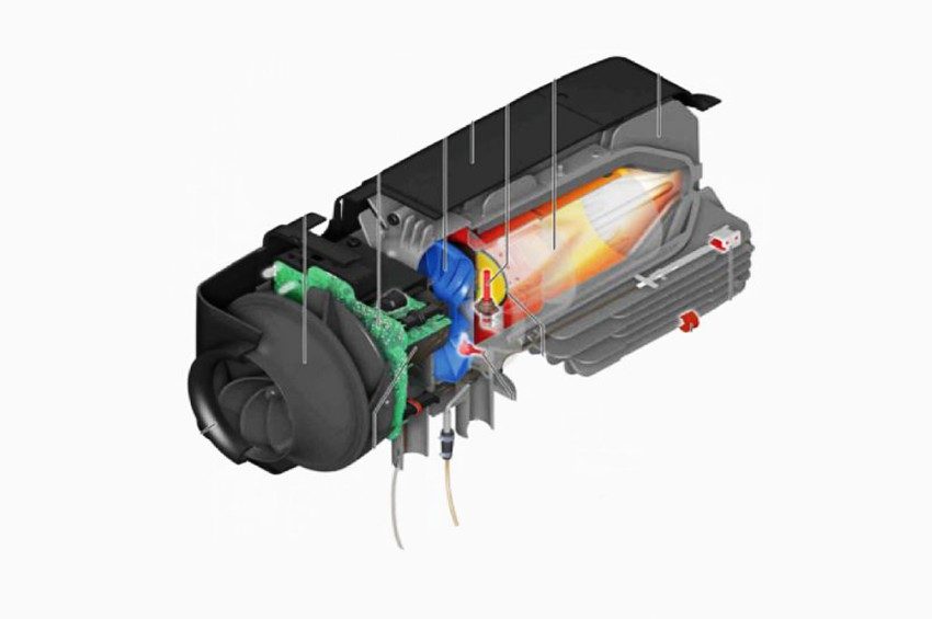 Intérieur du chauffage à carburant Webasto Air Top Evo à air pulsé