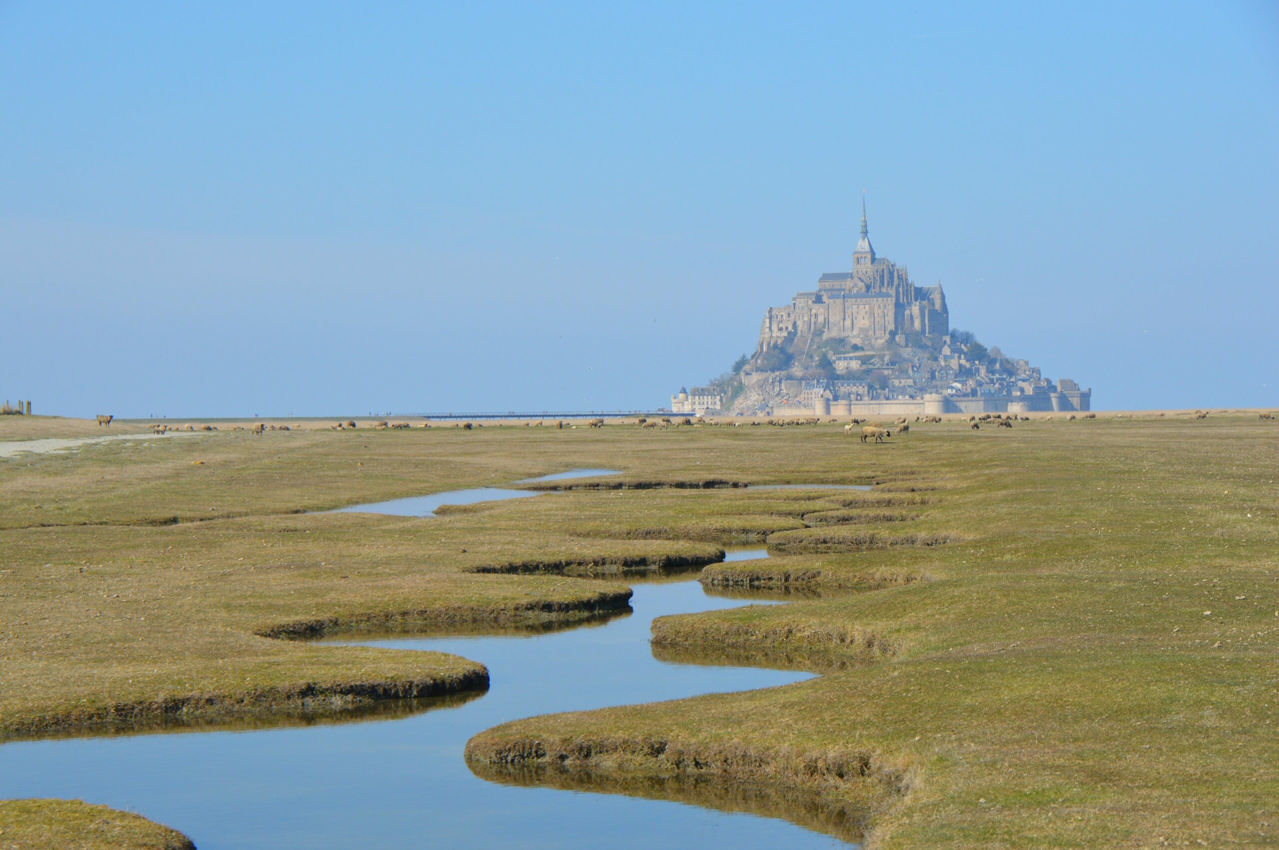 Le Mont Saint-Michel vu de l'aire de la Bidonniere.