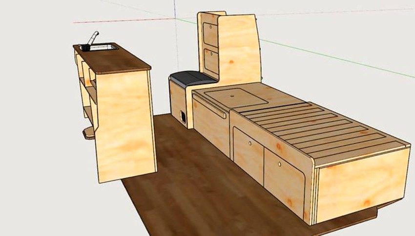 Plan en 3D Sancy Van Aménagement Type A
