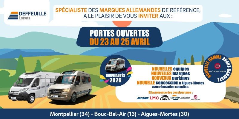 Journées Portes Ouvertes du 23 au 25 avril 2026 chez Deffeuille Loisirs.