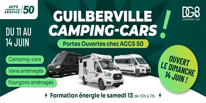 Portes ouvertes du 11 au 14 juin 2026 chez Auto Camping-car Service 50 à Guilberville.