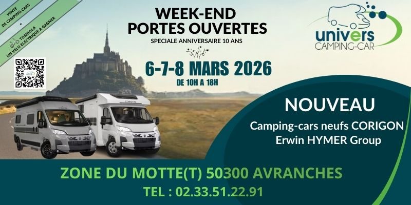 Week-end Portes Ouvertes chez Univers Camping-car les 6, 7 et 8 mars 2026